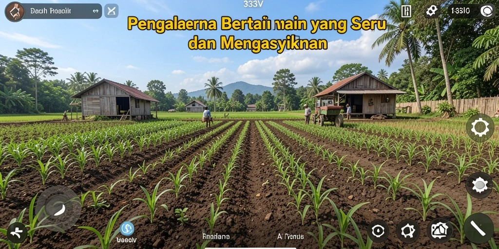 Screenshot 333V menunjukkan aktivitas bertani yang menarik dan interaktif.