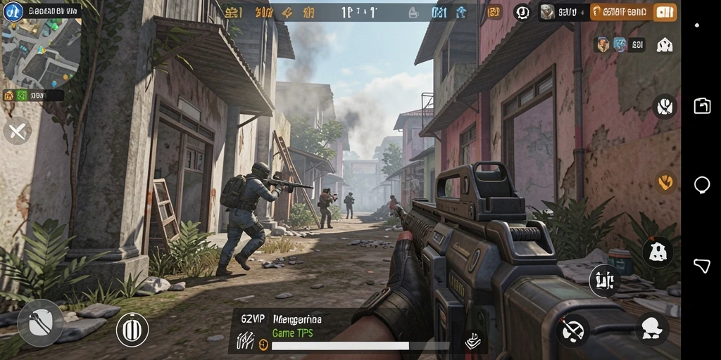 Tangkapan layar gameplay 62VIP menampilkan aksi menegangkan dalam TPS.