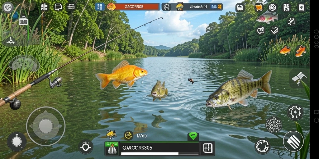 Tangkapan layar gameplay GACOR305 dengan aksi memancing yang mendebarkan.