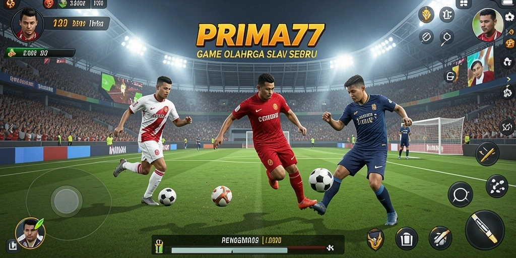 Tampilan gameplay PRIMA77 dengan aksi olahraga yang mendebarkan.