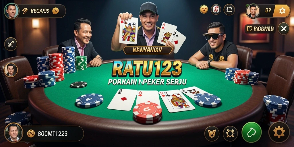 Screenshot utama RATU123 menampilkan suasana permainan Poker yang mendebarkan.