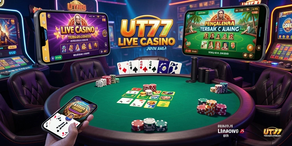 Tampilan gameplay Live Casino UT77 yang mendebarkan dengan dealer langsung.